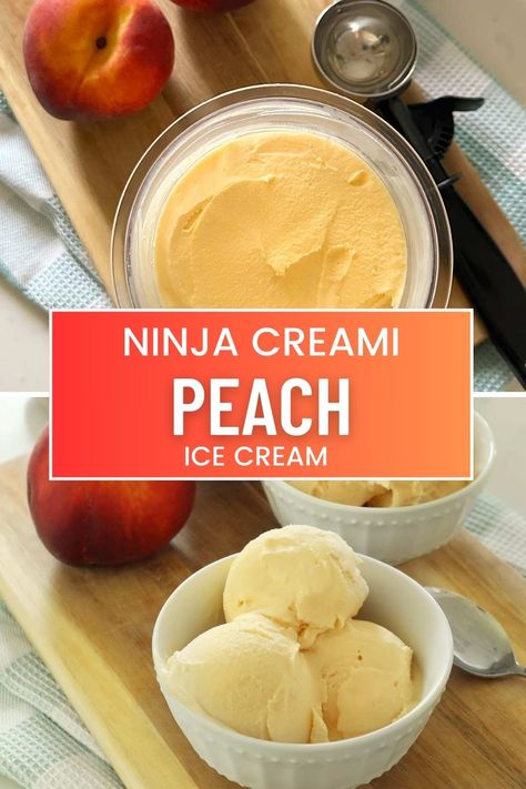 How to make homemade peach ice cream in your Ninja Creami. Peach ice cream made with fresh juicy peaches, cream and milk. Ice Cream Ninja Creami, Ninja Creamy, Homemade Peach Ice Cream, Peach Ice Cream, Ice Cream Mixture, Weekend Crafts, Ninja Creami, Canned Peaches, Peaches Cream