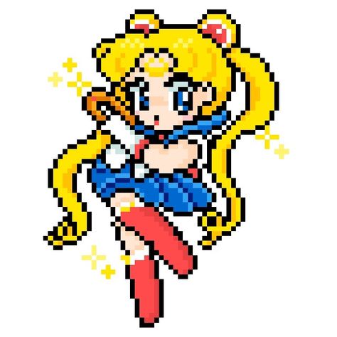 Sailor Moon Pixel Art, Moon Pixel Art, Sailor Moon Gif, Pixel Gif, Moon Kingdom, Moon Icon, Pixel Animation, Pixel Color, Easy Pixel Art