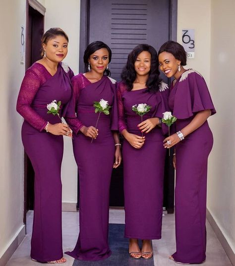 Bridal Train Styles In Nigeria, Latest Bridesmaid Dresses Style, Bridal Train Styles, Cute Simple Dresses, Bridal Maids, Latest Bridesmaid Dresses, Mermaid Long Bridesmaid Dresses, Dresses Silver, African Bridesmaid Dresses