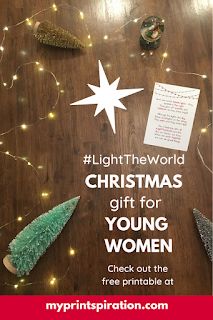 Printspiration: #lighttheworld yw christmas gift idea Inexpensive Christmas Gifts For Young Women, Yw Christmas Gift Ideas 2024, Gifts For Lds Young Women, Gifts For Young Women Christmas, Lds Young Women Christmas Lesson, Young Women’s Christmas Gifts, Christmas Gifts For Yw Lds, Yw Christmas Gifts Lds, Yw Christmas Activities