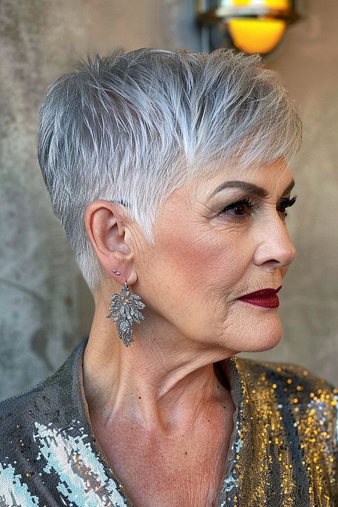 Fabulous Pixie Cuts for Women Over 70 Short Tapered Pixie Haircut, Salt And Pepper Pixie Haircut, 70 Haircut, Short Pixie With Bangs, Hair Styles For Women Over 70, Pixie Back, Soft Wispy Bangs, Short Wedge Hairstyles, Gray Pixie