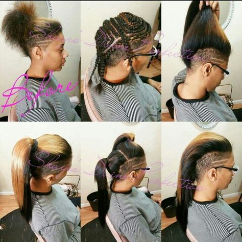 Vixen Sew In, Shaved Side, Braids With Shaved Sides, Weave Hairstyles Braided, Tapered Sides, Half Shaved Hair, Shaved Side Hairstyles, Shaved Hair Designs, Tapered Natural Hair