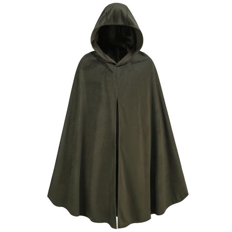 PRICES MAY VARY. Material: Lightweight high quality velvet,very comfortable and soft. Design: The style is simple and elegant, with classic colors. It is easy to wear and durable. Length: 130cm /51.2 inches (length measured from collar to hem) Renaissance Hooded Cloak is the best choice for Renaissance holiday clothing, providing you with a comfortable wearing experience. This is also suitable as a gift for your family and friends. Occasion: Perfect for renaissance faire, cosplay, dress up, medi Cloak Medieval, Hobbit Costume, Cloak With Hood, Velvet Cloak, Medieval Cloak, Cape With Hood, Holiday Clothing, Black Cape, Soft Design