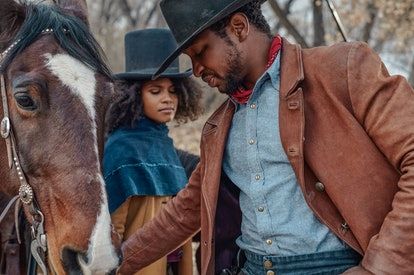 Stagecoach Mary, Nat Love, Edi Gathegi, The Harder They Fall, Jonathan Majors, Lon Chaney Jr, Netflix Film, Zazie Beetz, Lee Van Cleef