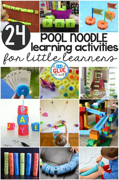 Learning Activities with Pool Noodles Activities With Pool Noodles, Learning Manipulatives, Intervention Activities, Noodles Ideas, Pool Noodle Crafts, Preschool Play, Education Tips, Spring Classroom, Teachers Lounge