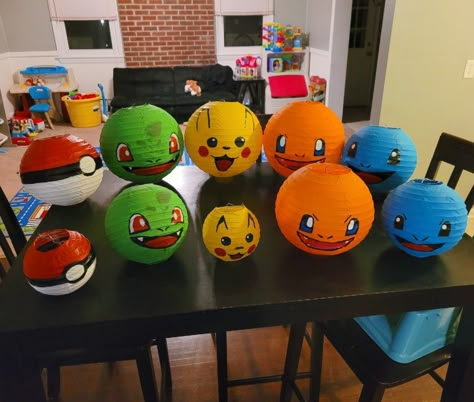 Pokemon Paper Lanterns, Pokémon Decorations, Pokemon Halloween Decor, Pokemon Decorations Party, Pokémon Centerpieces, Pokemon Decorations, Pokemon Centerpieces, Pokemon Birthday Party Decorations, Pokemon Party Decorations