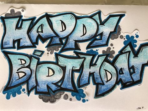 Graffiti Lettering Happy Birthday, Birthday Graffiti Art, Happy Birthday In Graffiti Letters, Happy Birthday Graffiti Letters, Happy Birthday Graffiti Art, Happy Birthday Writing Styles, Happy Birthday Sketch Drawing, Grafitti Drawings Design, Alphabet Bubble Letters