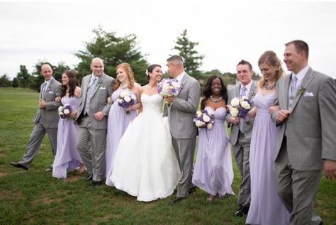 Lavender Wedding Ideas, Light Gray Wedding, Grey Wedding Theme, Gray Wedding Colors, Purple And Silver Wedding, Wedding Parties Pictures, Groomsmen Grey, Purple Wedding Theme, Lilac Wedding