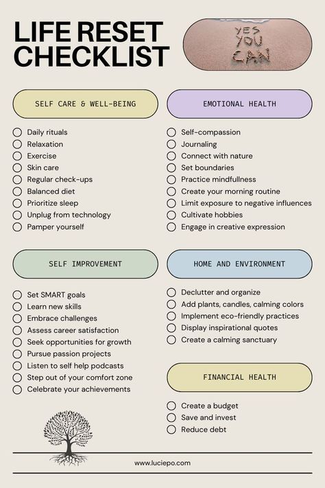 Absolutely love this checklist! Let me know what cannot miss on your life reset checklist! 🌟 👉Click the link for more inspiration! #LifeResetChecklist #resetday #DailyResetRoutine #ProductivityHacks #monthlyreset Lists To Make To Organize Your Life, Get My Life Together Checklist, How To Reset Your Life, Life Reset Checklist, Getting My Life Together List, Getting Your Life Together Checklist, Reset Checklist, Self Care Workbook, Checklist Self Care