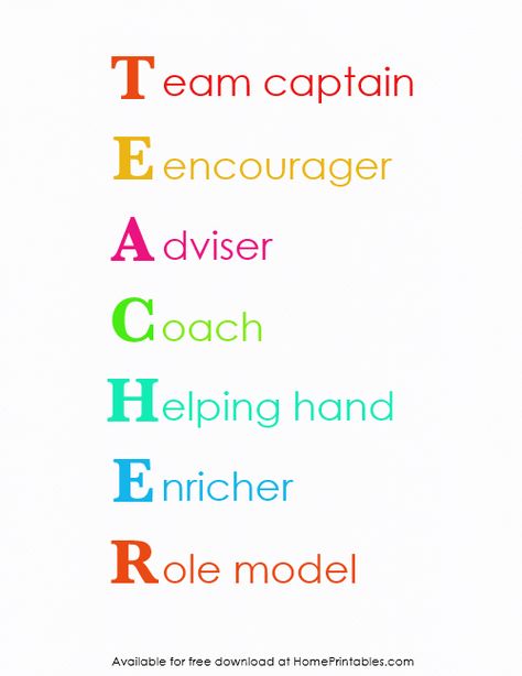 Teachers Quotes Inspirational, Teacher Acronym, Quotes On Teachers, Printable Teacher Quotes, Free Teacher Planner, English Teacher Quotes, Teacher Encouragement Quotes, Best Teacher Quotes, Teacher Poster