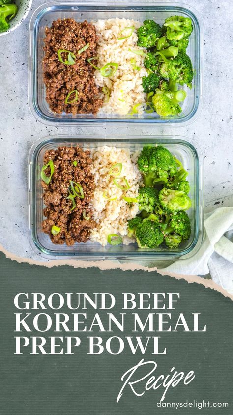 👩‍🍳 Master meal prep with these Ground Beef Korean Bowls! Quick, tasty, and full of wholesome ingredients. Your new go-to recipe for easy dinners! #CookingMadeEasy 🍽️ Grain Bowls Meal Prep, Korean Beef Bowl Meal Prep, Steamed Rice Recipe Meals, Single Bowl Meal Prep, Ground Beef Lunch Meal Prep, Easy Meal Prep With Ground Beef, Body Builder Meal Prep, Meal Prep Bowls Healthy, Korean Meal Prep