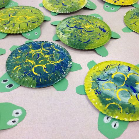 Tortuga amb closca feta de plat amb estampació Kindergarten One Day Art Project, May Art Kindergarten, Turtle Activities For Kindergarten, Summer Art For Kindergarten, Kindergarten Art Projects Summer, Preschool Turtle Craft, Adaptive Art Projects, Turtle Art Project, First Grade Art Lessons