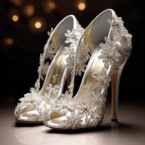 Cinderella Wedding Shoes, Luxury Wedding Shoes, Fancy Heels, Luxury Heels, Shoes Bride, Harry Potter Wedding, Jeweled Shoes, Sparkly Shoes, Expensive Shoes