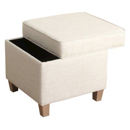 HomePop Cole Classics Square Storage Ottoman - Neutral | Hayneedle Ottoman Wood, Square Storage Ottoman, Neutral Bedding, Square Ottoman, Lift Off, Upholstered Ottoman, Furniture Outlet Stores, Living Room Seating, Storage Ottoman