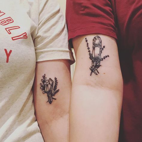 Matching Crystal Tattoos, Tattoos Crystals, Tattoo Pieces, Matching Tats, Crystal Tattoo, Lavender Tattoo, Witch Tattoo, Tattoo Now, Bff Tattoos