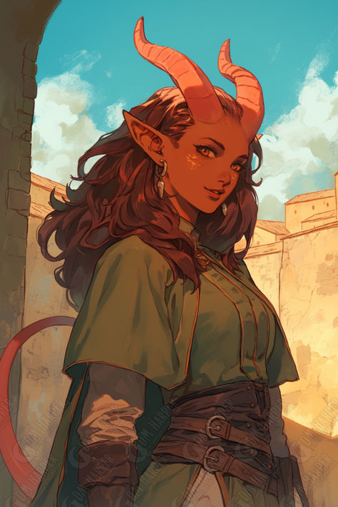 Tiefling Rogue Tiefling Girl, Orange Tiefling, Teifling Dnd Art, Dnd Tiefling Female, Red Tiefling Female, Red Tiefling, Tiefling Sorcerer, Tiefling Rogue, D D Rogue