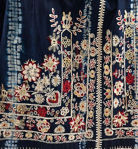 http://www.metmuseum.org/collections/search-the-collections/157838?img=1 Shibori Embroidery, Polish Embroidery, Folk Embroidery, Embroidery And Stitching, Fabric Art, Metropolitan Museum Of Art, Shibori, Metropolitan Museum, Cotton Silk