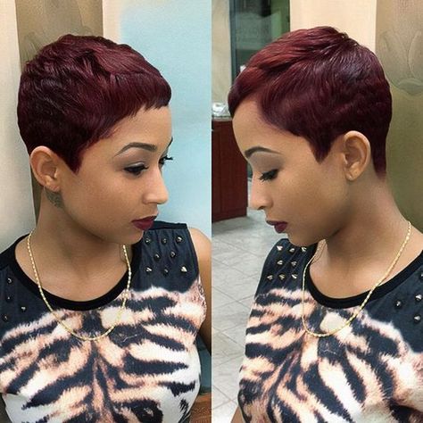 Simply Cute Black Cherry Pixie Pinterest Hairstyles, Short Red Hair, Short Sassy Hair, Sassy Hair, Short Straight Hair, Hair Crush, Short Pixie, Natural Hairstyles, Love Hair