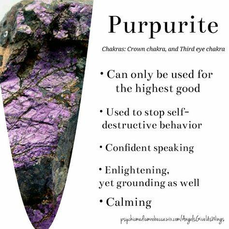 Purpurite crystal meaning Yooperlite Crystal Meaning, Purpurite Crystal, Jewelry Wood, Magical Stones, Crystals Healing Properties, Spiritual Crystals, Raw Crystal Necklace, Crystal Therapy, Crystal Healing Stones