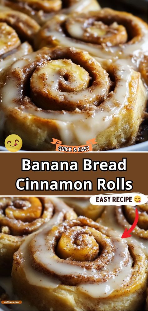 Imagine the sweet aroma of banana bread merging with the gooey goodness of cinnamon rolls. That's exactly what our Banana Bread Cinnamon Rolls offer—a delightful twist to your morning routine. Perfect for brunch or a cozy Sunday breakfast, these rolls combine ripe bananas and a tantalizing cinnamon swirl, topped off with a creamy glaze that melts in your mouth. #BananaBreadRolls #CinnamonDelight #BrunchFavorite Soft Breakfast, Amazing Banana Bread, Banana Bread Cinnamon Rolls, Banana Bread Cinnamon, Bread Cinnamon Rolls, Banana Scones, Healthy Cinnamon Rolls, Ripe Banana Recipe, Bread Cinnamon