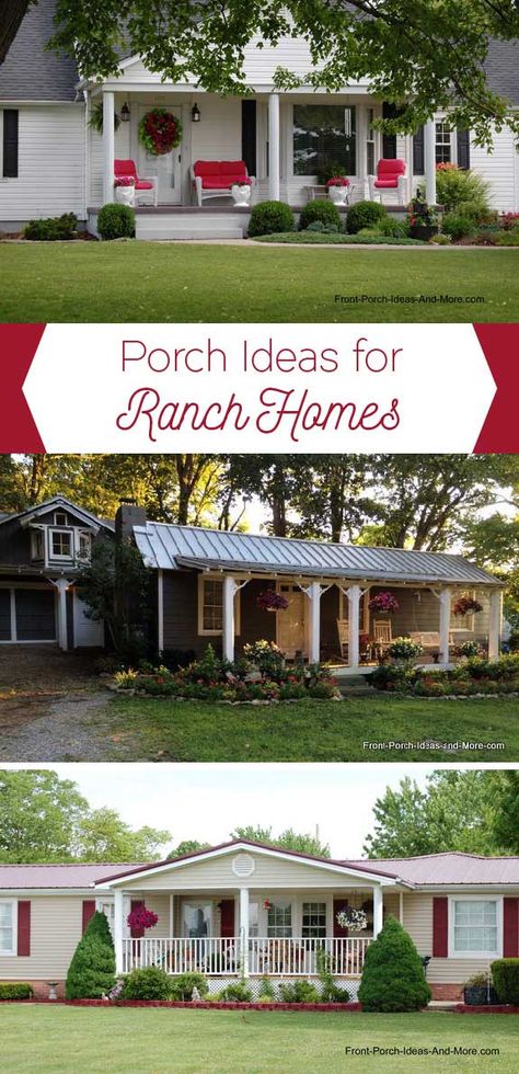 Ranch Home Porches Add Appeal and Comfort Small Front Porch Remodel, Front Porch Remodel Ideas, Porch Remodel Ideas, Landscape Ideas Front Yard Ranch, Front Porch Remodel, Front Porch Addition, Porch Kits, Porch Remodel, Porch Addition