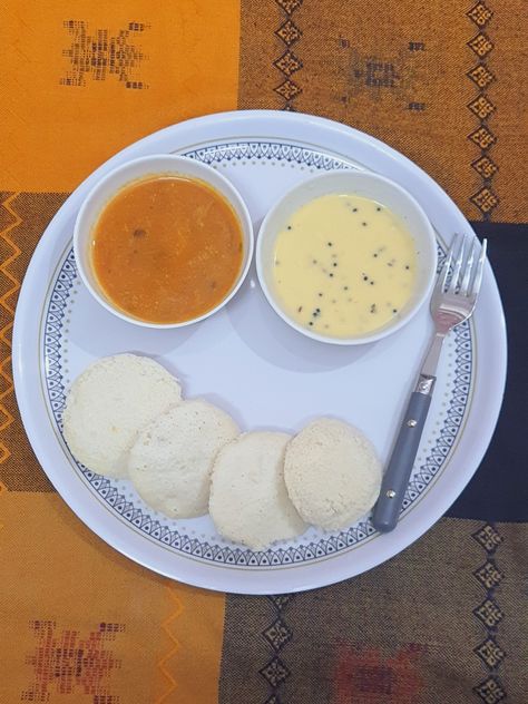 Made this yummy idli sambhar for breakfast. Idli Sambhar, Cooking Recipes, At Home, Quick Saves