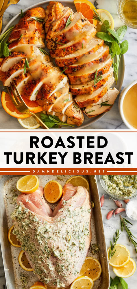 This oven roasted turkey breast is the BEST! Tender and juicy with crispy skin, this Christmas main dish recipe is just perfect. So, get your bone-in turkey breast ready for this Christmas main dish recipe! Christmas Roast Turkey, Turkey Breast Recipes, Turkey Glaze, Oven Roasted Turkey, Turkey Breast Recipe, Roast Turkey Breast, Roast Turkey, Recipe Ground Turkey, Meat Dinners