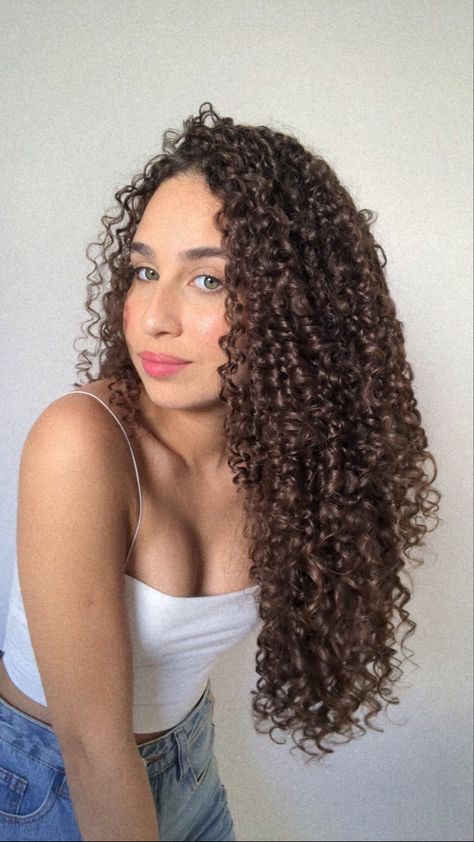 Curly Hair 3a/3b, Curly Heads, Long Natural Curly Hair, 3b Hair, Box Dye, Brown Hair Inspo, Girl Haircut, Long Layered Haircuts, Curly Girl Hairstyles