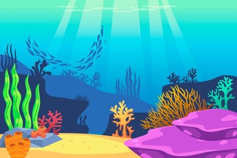 Under The Sea Images, Under The Sea Wallpaper, The Sea Wallpaper, Under The Sea Background, Underwater Background, Image Of Fish, Sea Life Animals, Ocean Drawing, Mermaid Cartoon