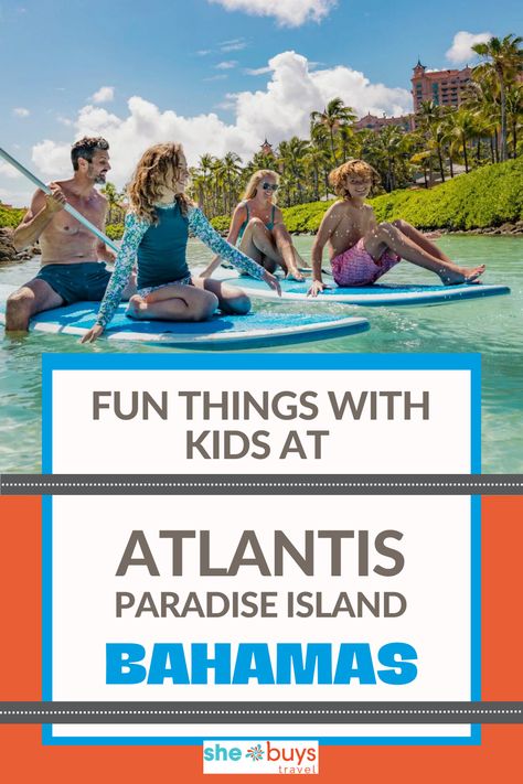 A trip to Atlantis Paradise Island in The Bahamas is a bucket list vacation for many families. It certainly was for mine, when I visited with my 8-year-old daughter and 12-year-old son. And since a trip to Atlantis is an investment, planning your accommodations, meals and activities in advance is important. With that in mind, here is our ultimate guide to visiting Atlantis with kids, to help you get the most out of your Bahamian getaway. Atlantis Bahamas With Kids, Bahamas With Kids, Atlantis Resort Bahamas, Atlantis Resort, Bahamas Resorts, Paradise Island Bahamas, Bucket List Vacations, Bahamas Island, Fun For Kids