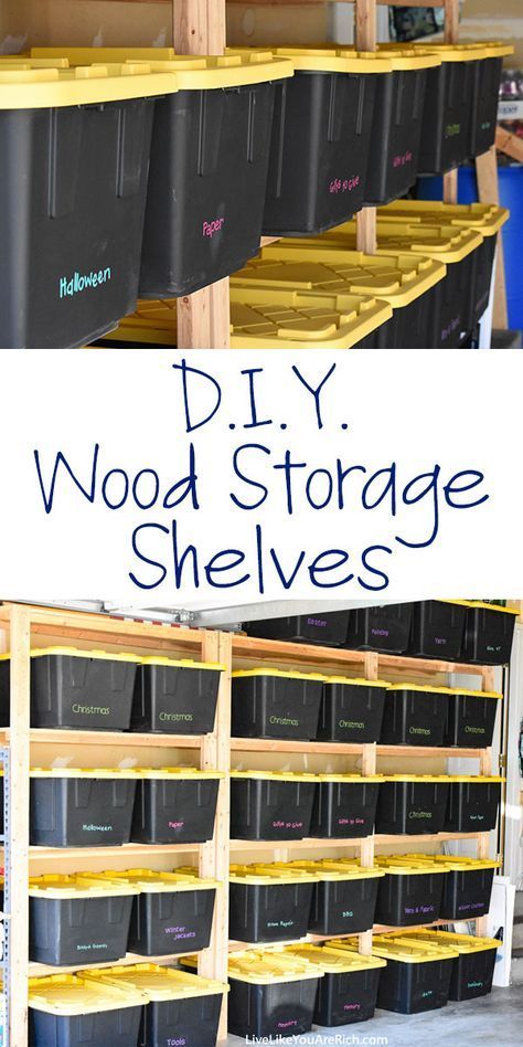 How to Make Wood Storage Shelves | diy wood storage shelves | diy wood storage shelves how to build Diy Shelves Design, Diy Shelves Ideas, Cabinets Garage, Wood Storage Shelves, Diy Storage Shelves, Garage Diy, Garage Storage Shelves, Basement Storage, Attic Storage