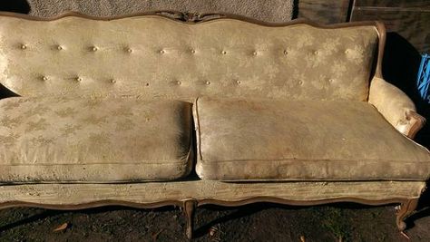 French Sofa Reupholstered, Antique Sofa Makeover, French Provincial Couch, Reupholstered Antique Sofa, French Provincial Sofa Reupholstered, Reimagined Furniture, French Provincial Sofa, Victorian Antique Sofa, Sofa Reupholstered