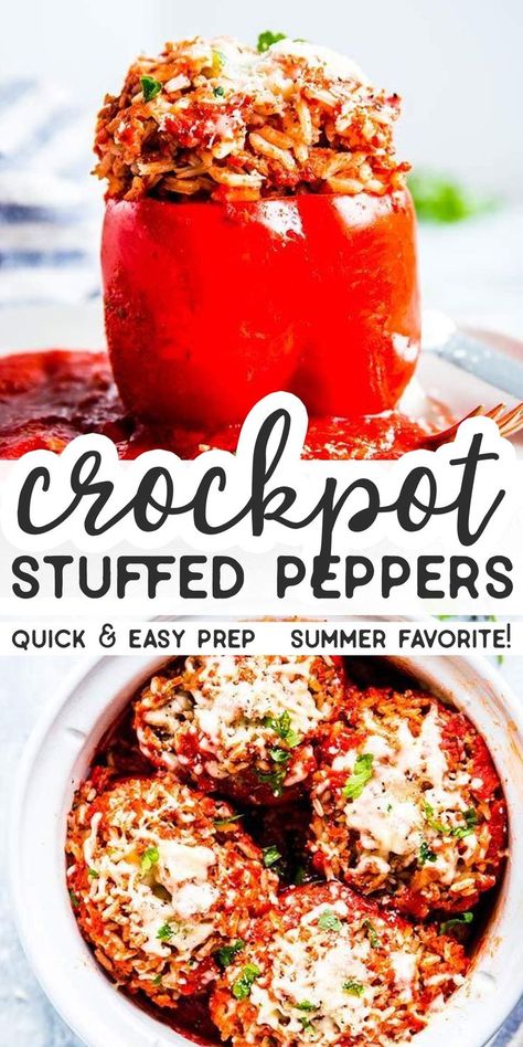 Crockpot Stuffed Peppers, Slow Cooker Stuffed Peppers, Stuffed Peppers Recipe, Easy Crockpot Dinners, Favorite Dinner, Crockpot Dishes, Crockpot Recipes Slow Cooker, Peppers Recipes, Crock Pot Cooking