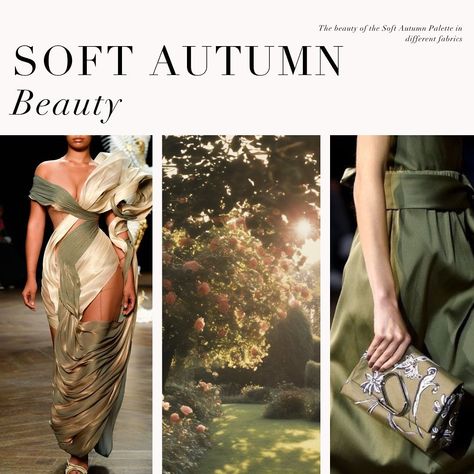 Soft Autumn Best Colors, Soft Autumn Inspiration, Mute Autumn Color Palette, Soft Autumn Summer Outfits, Soft Summer Fall Outfits, Soft Autumn Clothes, Soft Autumn Aesthetic, Bronze Aesthetic, Soft Autumn Makeup