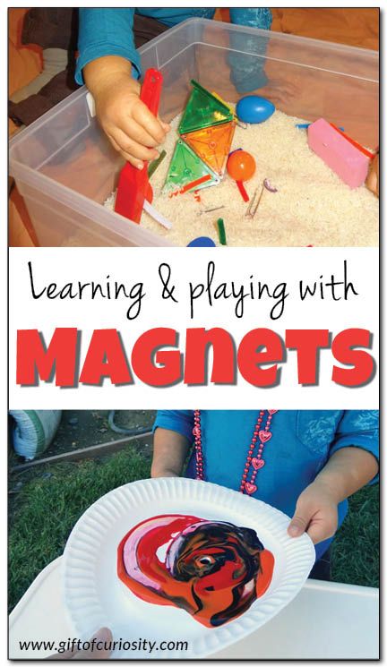 Learning and playing with magnets: Great hands-on science, sensory, and art ideas using magnets. I love these ideas for preschoolers! || Gift of Curiosity Fun With Magnets, Magnet Lessons, Magnet Activities, Weather Science, Engineering Activities, Fun Magnets, Science Activities For Kids, Fair Projects, Kindergarten Science