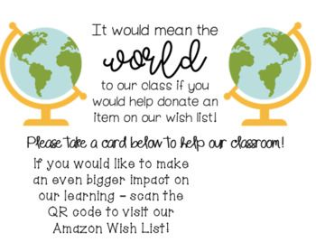 Amazon Wishlist For Teachers Qr Code, Travel Classroom, Adventure Classroom, Travel Theme Classroom, Global Studies, Classroom Wishlist, Meet The Teacher Night, Teacher Info, Amazon Wishlist