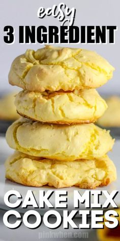 Kid Approved!! These Easy Lemon Cake Mix Cookies are soft, moist, and gooey! Not only that, but they also are big and chewy. It's the perfect easy recipe for a young little chef to try. Made with 3 ingredients and finished in under 10 minutes! Cakebox Cookies, 3 Ingredient Cake, Easy Lemon Cake, Lemon Cake Mix Recipe, Lemon Cake Mix Cookies, 3 Ingredient Cakes, Lemon Cookies Easy, Cake Mix Cookie Bars, Cake Box Cookies