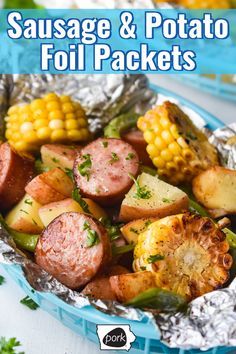 Sausage And Potato Foil Packets, Sausage Packets, Potato Foil Packets, Foil Packet Potatoes, Foil Meals, Potatoes Salad, Sausage And Potatoes, Foil Pack Dinners, Foil Packet Dinners