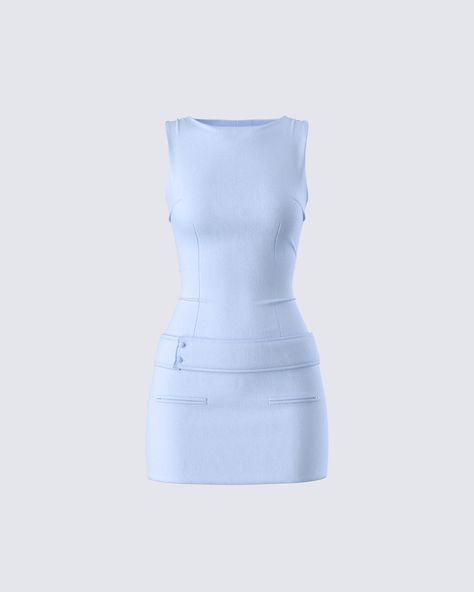 Matiyah Light Blue Belted Micro Mini Dress Finesse Clothing Dress, Miu Miu Mini Dress, Finesse Clothing, Light Blue Clothes, Libra Szn, Princess Switch, Fall Dinner Outfit, Blue Dress Outfit, Baby Blue Outfit