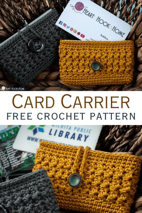 Yoga Socks Crochet Pattern, Wallet Pattern Free, Card Carrier, Crochet Wallet, Pouch Tutorial, Crochet Pouch, Card Pouch, Crochet Goodies, Crochet Purse Patterns