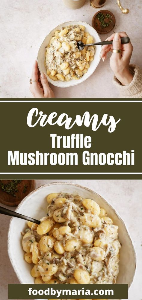 Truffle Gnocchi, Mushroom Gnocchi, Gnocchi Vegan, Gnocchi Pasta, How To Cook Gnocchi, Truffle Pasta, Truffle Mushroom, Mushroom Casserole, Healthy Plant Based Recipes