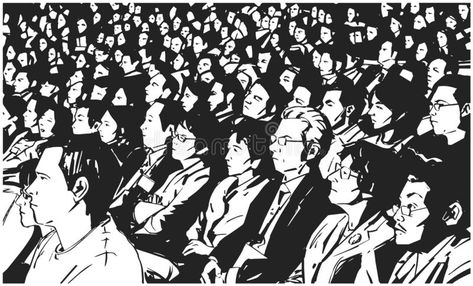 Detailed black and white ink drawing of theater cinema audience in perspective vector stock illustration Theatre Drawing, Crowd Drawing, White Ink Drawing, Theatre Illustration, Pencil Sketch Portrait, Vector Portrait Illustration, Business Portrait, Vector Portrait, Black And White Prints