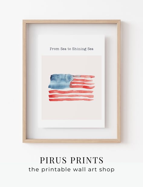 Patriotic Watercolor Art, 4th Of July Watercolor, Coastal Americana, Abstract American Flag, Patriotic Watercolor, Watercolor American Flag, Flag Watercolor, Framed American Flag, July 4th Decor