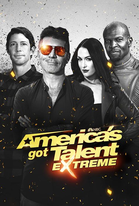 America's Got Talent: Extreme (2022) Americas Next Top Model Poster, Americas Got Talent, Americas Got Talent Videos Singers, Travis Pastrana, Americas Got Talent Memes, Terry Crews, America's Got Talent, Nikki Bella, Graphic Design Posters