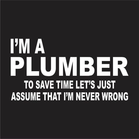 I'm A Plumber to Save Time Lets Just Assume I'm Never Wrong Plumber Party, Plumbing Quote, Plumbing Ideas, Construction Humor, Plumbing Humor, Plumbing Business, Plumber Humor, Printable Budget Worksheet, Plumbing Logo