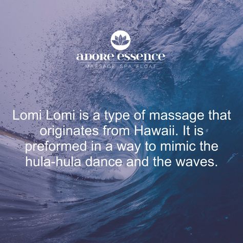 Lomi Lomi is a type of massage that originates from Hawaii. It is preformed in a way to mimic the hula-hula dance and the waves. 🌊 Learn more here. 👉https://health.howstuffworks.com/wellness/spa-health/lomi-lomi-massage.htm #Massage #SelfCare #Relaxation #Gurnee #Illinois Lomilomi Massage, Lomi Lomi Massage, Massage Therapy Quotes, Lomi Lomi, Massage Business, Hula Dance, Therapy Quotes, Business Content, Insta Ideas