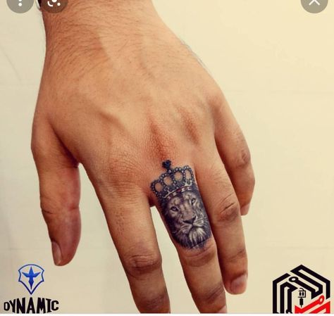 Rich Tattoo Men, Mens Finger Tattoos, Finger Tattoos Men, Crown Finger Tattoo, Lion Tattoo On Finger, Heartbeat Tattoo Design, Matching Tattoos For Couples, Outlaw Tattoo, Small Lion Tattoo