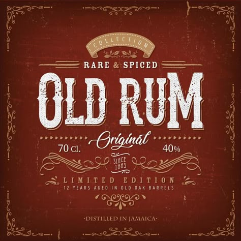 Vintage Red Old Rum Label Template For Bottle Old Labels Vintage, Old Label Design, Oldmonk Rum Bottle Art, Old Monk Rum, Spirits Label Design, Whiskey Bottle Labels, Rum Label, Vintage Alcohol Labels, Vintage Liquor Labels