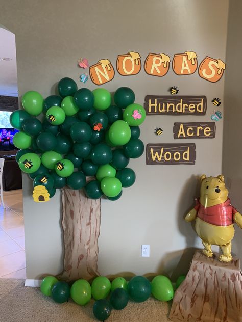 Winnie the Pooh party Pooh Bear Party Ideas, Diy Winnie The Pooh Backdrop, Winnie The Pooh Birthday Party Decorations Diy, Diy Pooh Bear Decorations, Winnie The Pooh Party Decor, Winnie The Two Birthday, Winnie The Pooh Birthday Ideas, Diy Pooh Birthday Decorations, Winnie The Pooh Party Games