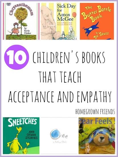 Books that teach acceptance and empathy from Homegrown Friends Read Alouds, Mentor Texts, School Psychology, Classroom Library, Character Education, Children's Literature, Reggio Emilia, School Counselor, School Counseling